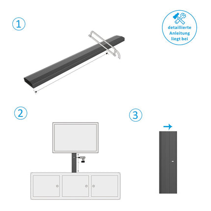 deleyCON Universal Cable Duct for easy installation of cables and wires. High-quality PVC. Length 50cm - Width 6cm - Height 2cm - Black.