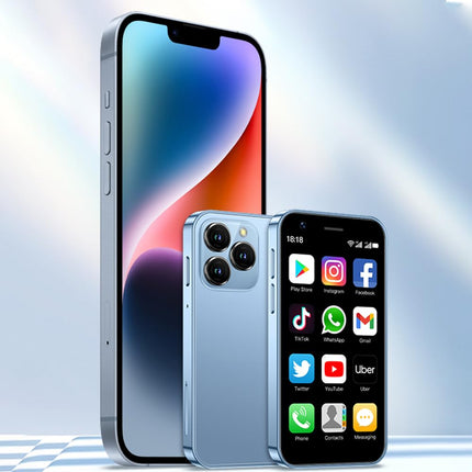 Hipipooo Mini lukustamata nutitelefon 4G telefon 3.0-tolline kahe SIM-kaardiga 2000mAh akuga kahe kaameraga Android 10.0 neljatuumaline WiFi Bluetooth leviala varutelefon (sinine, 3GB+64GB)