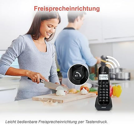 VTech CS1451 DECT Telephone Cordless 2 handsets with answering machine, hands-free function, call blocking, caller ID/call waiting function, backlit display, ECO mode Low radiation