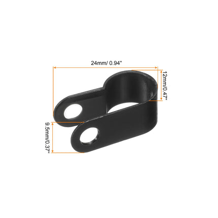 QUARKZMAN R-Type Cable Clip Wire Clamp, 10.4 mm 0.41 inch Nylon Screw Fastening Cable Tie Clips with Screws Black for Cable Management Pack of 200