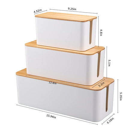 Cable organizer box for cable routing power strip, cable management box, storage box for hiding power strips, organizer to avoid cable clutter (white)