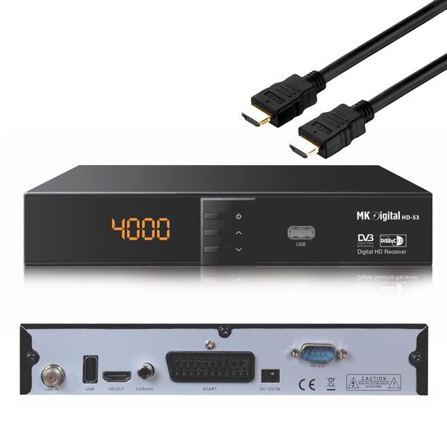 MK Digital HD-S3 1080p Full HD satelliitvastuvõtja SCART, HDMI, EPG USB meediapleier Astra-Hotbird-Türksat eelprogrammeeritud