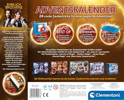 Ehrlich Brothers Advent Calendar 2025 - Christmas Calendar of Magic with 24 Magic Tricks for Children Ages 7 and Up by Clementoni 59407