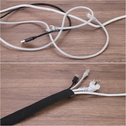 sourcing map Braided Cable Sleeves, Heat Shrinkable Fabric Sleeving, 5/16 inch, 0.9 m, Black, 2:1 Ratio, Heat Shrink Tubing, Cable Protector for Wire Harness Cable, Network Cable Protector