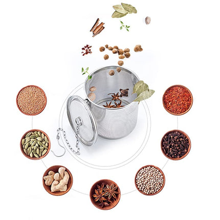 Stainless steel spice filter, stainless steel 304 tea filter, tea filter ball filter with carrying chain and hook, suitable for all types of cups and teapots (1 piece 8 * 9cm)