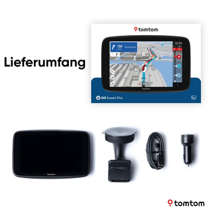 TomTom Truck Navi GO Expert Plus (7-inch display, route guidance and POIs for large vehicles, TomTom Traffic included, world maps, real-time restriction alerts) - New software