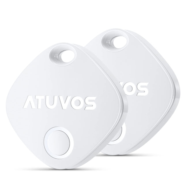 ATUVOS Air Tag Key Finder 2-Pack, Smart Tracker Compatible with Apple Find My App (iOS ONLY, Android Not Supported), Bluetooth Key Finder for Luggage/Suitcases/Bags, Replaceable Battery