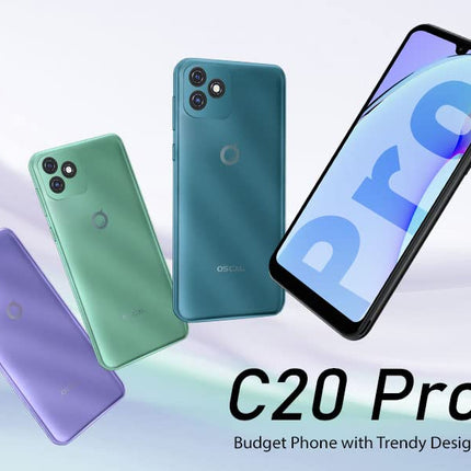 OSCAL C20 PRO Android 11 4G Smartphone Without Contract, Dual-SIM Mobile Phone, 6.08" HD+ Display, Unibody Design, Quad-Core 2GB RAM+32GB ROM, 2MP+8MP Dual Camera, 3380mAh Battery GPS Face Unlock Black