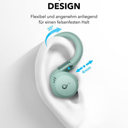 Soundcore by Anker Sport X20, juhtmevabad treeningkõrvaklapid, pööratavad ja pikendatavad kõrvakonksud, mürasummutus, sügav bass, IP68 veekindel, higikindel, tolmukindel, 48-tunnine mänguaeg, spordikõrvaklapid