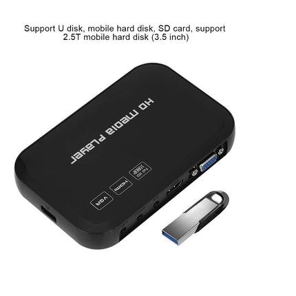 VBESTLIFE 1080P videopleier HDMI VGA, meediapleier multimeediapleier USB-mälupulgahoidjaga, 2,5T kõvaketas, SD-kaardi tugi MKV, MOV, AVI, M2TS, TP, TRP, IFO,