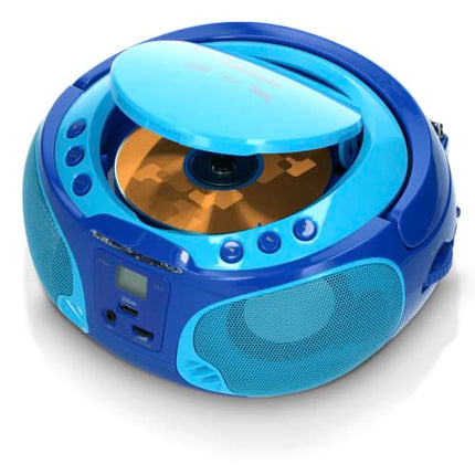 Lenco SCD-650 - kaasaskantav CD-raadio - laste boombox - USB ja mikrofon - 6-vatine boombox - USB taasesitus - AUX - FM-raadio - sinine