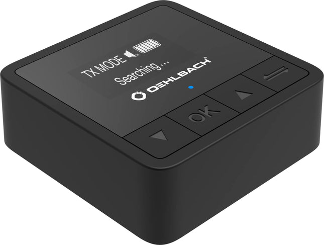 Oehlbach BTR Innovation 5.2 - Bluetooth saatja ja vastuvõtja (saatja/vastuvõtja) aptX-kvaliteediga, OLED-ekraan, 20-tunnine aku tööiga, 10 m ulatus, must