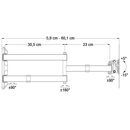 Universaalne teleri seinakinnitus - pööratav ja kallutatav - monitorihoidik 3D HD LED LCD-le - 15'-55' tolli - VESA 75 100 200x100 200 must. Mudel: S89B