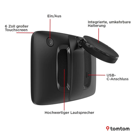 TomTom Camper Navi GO Camper Tour 2. põlvkond (6-tolline ekraan matkaautode ja haagissuvilate huvipunktidega, Wi-Fi uuendused, TomTom Traffic, Euroopa kaardid, dünaamiline sõiduraja abiline)