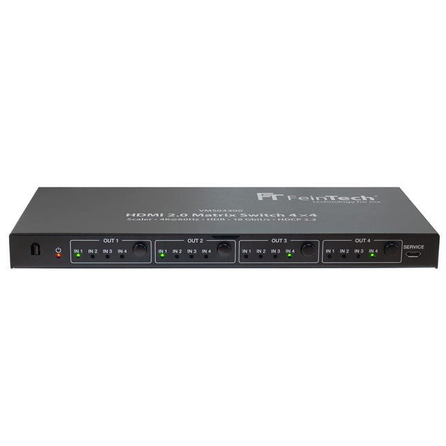FeinTech VMS04400 HDMI 2.0 Matrix Switch 4x4 with Scaler 4 in/Out 4K 60Hz Ultra-HD 18Gbps