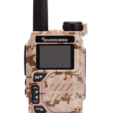 Quansheng UV-K5 kamuflaažvärvides kaasaskantav kahe sagedusribaga kahesuunaline raadiosaatja (VHF/UHF) 5W FM-raadiosaatja (kõrbekamuflaaž)