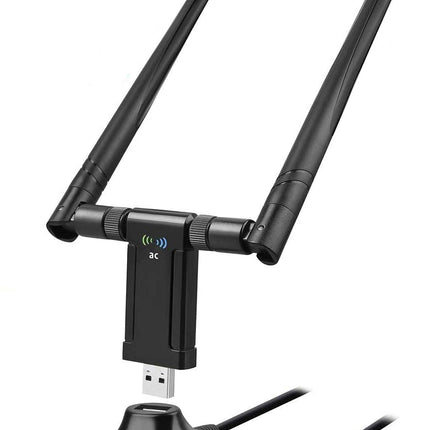 WLAN Stick 1200Mbit/s, WLAN Adapter DualBand 867Mbit/s (5GHz), 433Mbit/s (2.4GHz) traadita adapter 5dBi antenni ja USB 3.0 dokkimisjaamaga lauaarvutile, sülearvutile, Windowsile/Mac OS-ile