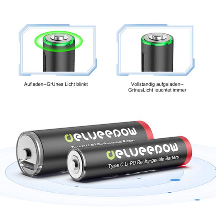 Delyeepow USB-C AA AAA Rechargeable Batteries Lithium Rechargeable, 1.5V 3400mWh AA 4 Pack 1200mWh AAA 4 Pack USB Rechargeable Batteries with 4-in-1 USB-C Charging Cable, 1 Hour Fast Charge, 1500 Cycles