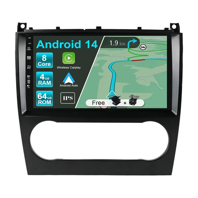 JOYX Android 13 IPS Car Radio Fits Mercedes-Benz C-Class W203 W209 C180 C200 CL203 C209 (2004-2007) - 4G+64G - Built-in DSP/Carplay/Android Auto - Camera + MIC - 9 inch 2 Din - SWC DAB 360-Cam