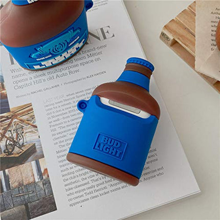YIGEYI silikoonümbris, mis ühildub Airpods 1 ja 2 kõrvaklappidega, naljakas armas 3D-koomiksiümbris [veiniõlle seeria] (Bud Light)