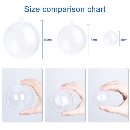 AGM 20 Pieces 8 cm Transparent Christmas Tree Balls, Plastic Balls DIY Fillable Craft Balls, Plastic Balls Ornaments for Christmas New Year, Winter Theme Decorations Balls