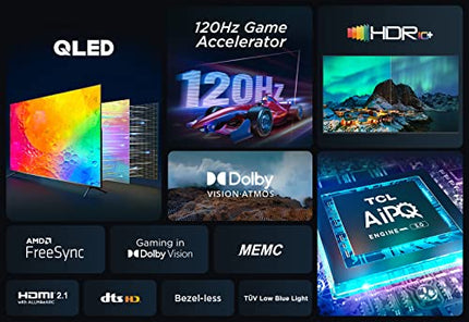 TCL 65C641, 65-tolline QLED-teler, 4K Ultra HD, Google TV (Dolby Vision ja Atmos, liikumise selgus, käed-vabad hääljuhtimine, ühildub Google Assistant ja Alexaga)