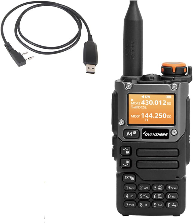 Quansheng UV-K5(8) VHF UHF kahesageduslik 5W kaasaskantav kahesuunaline raadiosaatja FM NOAA UV-K5 koos USB programmeerimiskaabliga