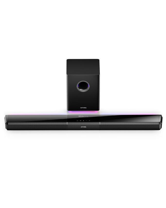 ULTIMEA 5.1-kanaliline Dolby Atmose heliriba, RGB-valgustusega heliriba kodukinole, 3D-ruumilise heli süsteem rakenduse juhtimisega, subwooferiga heliriba, reguleeritav ekvalaiser, Bluetooth 5.3, HDMI eARC, Apollo S80