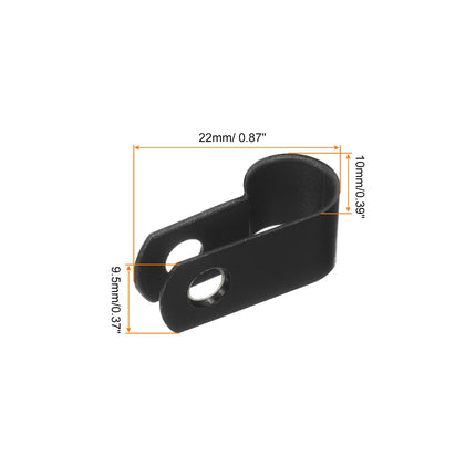 QUARKZMAN R-Type Cable Clip Wire Clamp, 8.4 mm 0.33 inch Nylon Screw Fastening Cable Tie Clips with Screws Black for Cable Management Pack of 200