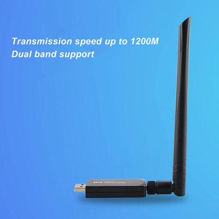 Yunseity USB WiFi adapter, RTL8812AU traadita võrgu adapter, 1200M USB 3.0 WiFi adapter kahesagedusliku 2,42 GHz/300 Mbps 5 GHz/866 Mbps suure võimendusega antenniga Androidile, Linuxile, Windows XP-le, 7-le,