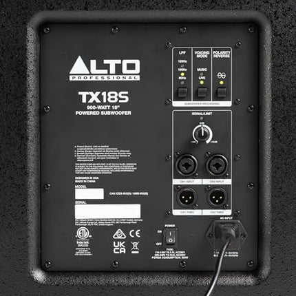 ALTO TX18S 900-vatine 18-tolline subwoofer, DSP-optimeeritud aktiivne PA-kõlar 3-tollise mähisega, suurepärane bass, lihtne seadistamine