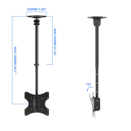 Supteki teleri laekinnitus, teleri laekinnitus enamiku 23–43-tolliste telerite jaoks, pööratav ja kallutatav laekinnitus kuni 35 kg kaaluvatele teleritele, max VESA 200 x 200 mm MC3260