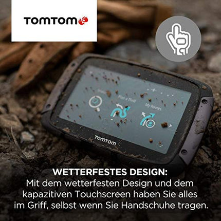 TomTom Motorcycle Navi Rider 500, 4,3-tolline ekraan, spetsiaalselt mootorratastele mõeldud käänulised ja mägised marsruudid, liiklusummikute vältimine tänu TomTom Trafficule, Euroopa kaardiuuendused, mootorrattahoidik + kaitsev kandekott
