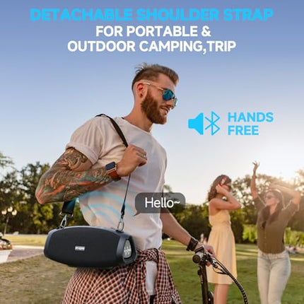 W-KING 120W Peak Bluetooth Speaker Large, IPX6 Music Box Speaker Bluetooth Party Boom Box, THREE Passive Radiators - Omnidirectional HiFi Super Bass/DSP/2 Woofers/42H/Power Bank/TF/AUX/EQ/Opener