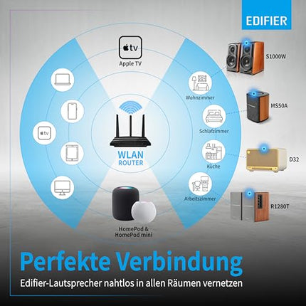 EDIFIER MS50A - Mitmetoaline WiFi nutikõlar Bluetoothi ​​ja juhtmevaba stereo funktsiooniga. Ühildub Amazon Alexa, Apple AirPlay 2, Spotify ja muuga. Pruun