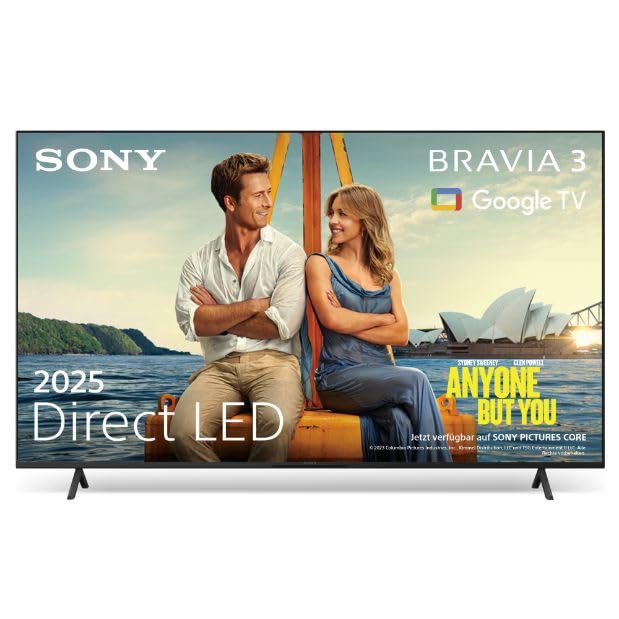 Sony BRAVIA 3 - 65-tolline Direct LED-teler (K65S32), X-Balanced kõlar, Dolby Vision/Atmos, IMAX Enhanced, Google TV (2025), Google Cast, Apple AirPlay 2, Eco Dashboard 2, mängumenüü 2, nutiteler