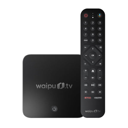 waipu.tv Box | Includes remote control with illumination | TV via Wi-Fi | LAN | HDMI | 4K | HDR10+ | Dolby Vision | Dolby Atmos | Voucher for 3 months of 300 TV channels &amp; 40,000 films &amp; series