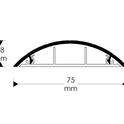 Habengut CC10081 PVC-st põrandakaablijuhik, pruun, poolringikujuline kaablisild kuni 3 kaablile / laius 7,5 cm, pikkus 1 m