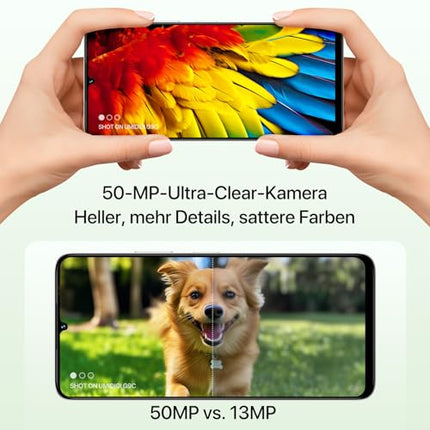 UMIDIGI G9C NFC nutitelefon ilma lepinguta Android 14-12(6+6) GB+128GB 50MP kaameraga mobiiltelefon 6,75-tolline 90Hz ekraan, 5000mAh, 2,2GHz protsessor, 4G kahe SIM-kaardiga, kaasas laadija, Bluetooth 5.4/Face ID/GPS-valge