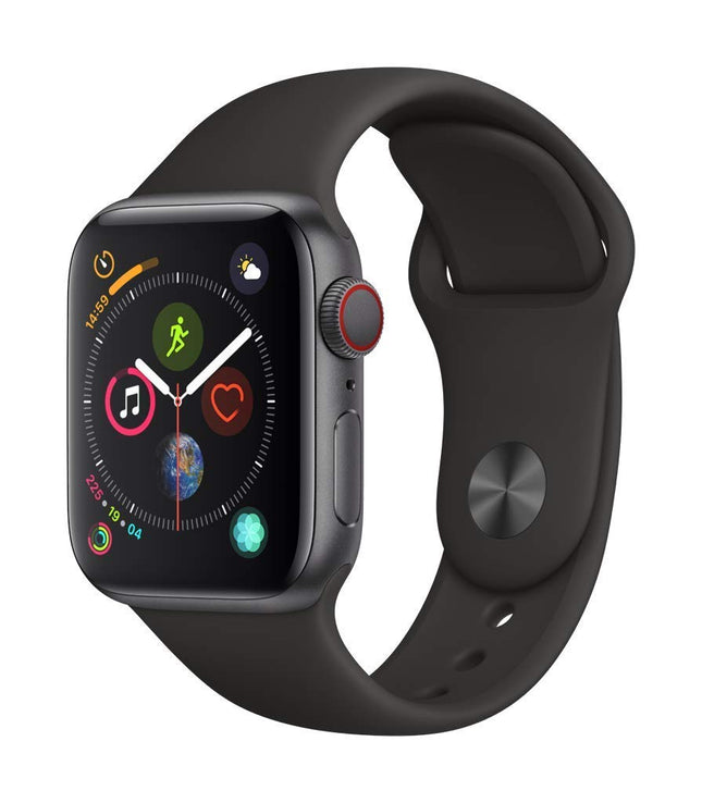 Apple Watch Series 4 44mm (GPS + Cellular) - kosmosehall alumiiniumkorpus musta sportrihmaga (taastatud)