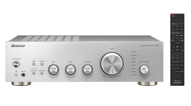 Pioneer A-40AE Integrated Amplifier (with 2x 60 W, with new Direct Energy construction and MM phono and digital input) Silver