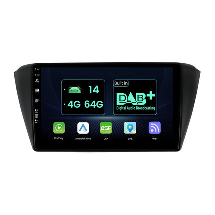 MISONDA sisseehitatud DAB+ topelt-DIN Android 14 autoraadio 4 GB + 64 GB Skoda Fabia 3 III 2015-2019 jaoks, kaamera ja mikrofon toetab WiFi/GPS/Carplay/DSP/kiirkäivitust/BT/RDS 9-tolline IPS