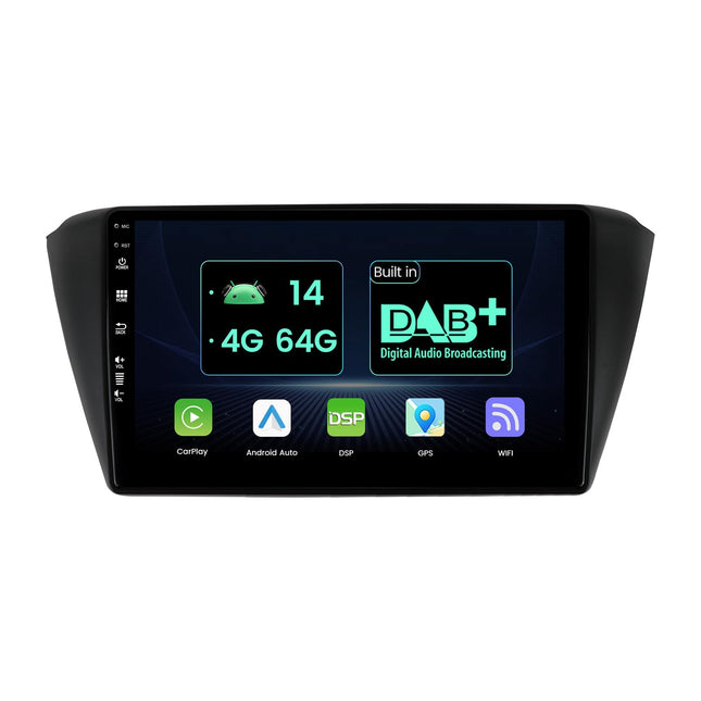MISONDA sisseehitatud DAB+ topelt-DIN Android 14 autoraadio 4 GB + 64 GB Skoda Fabia 3 III 2015-2019 jaoks, kaamera ja mikrofon toetab WiFi/GPS/Carplay/DSP/kiirkäivitust/BT/RDS 9-tolline IPS