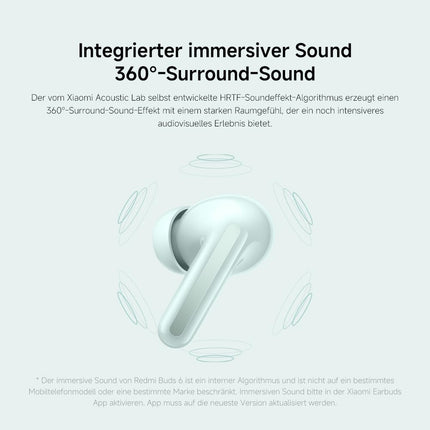 Xiaomi Redmi Buds 6, Bluetooth-kõrvaklapid, kahe draiveriga disain, aktiivne mürasummutus, kahekordne mikrofon integreeritud tehisintellektiga, pikk aku tööiga kuni 42 tundi, puutetundlik juhtimine, must