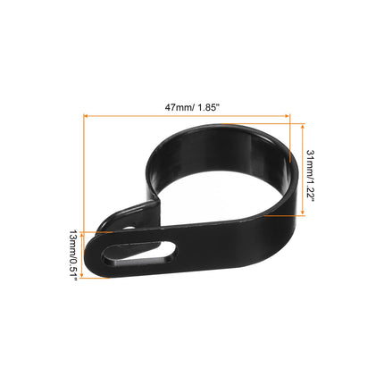 QUARKZMAN R-Type Cable Clip Wire Clamp, 30mm 1.18 inch Nylon Screw Mount Cable Tie Clips with Screws Black for Cable Management Pack of 100