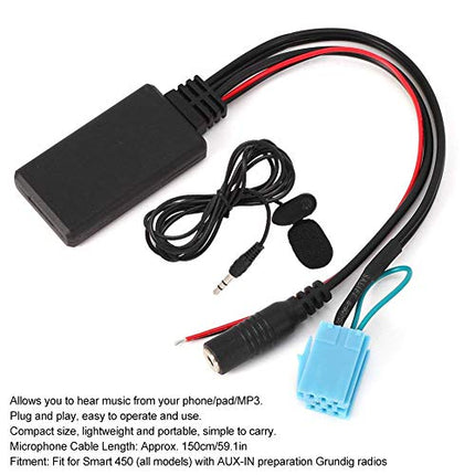 Auto AUX-IN adapter, 8-kontaktiline Bluetooth AUX IN kaabel, audio- ja videolisaseadme sisendadapter mikrofoniga, käed-vabad süsteem Smart Fortwo 450 jaoks