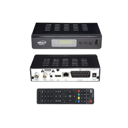 Digiquest kahe tuuneriga vastuvõtja DVB-T2 HEVC H.265 kiibistik, kahekordne maapealne tuuner, Full HD FTA, USB, HDMI, SCART, Ethernet LAN RJ-45, programmeeritav kaugjuhtimispult, must, metall