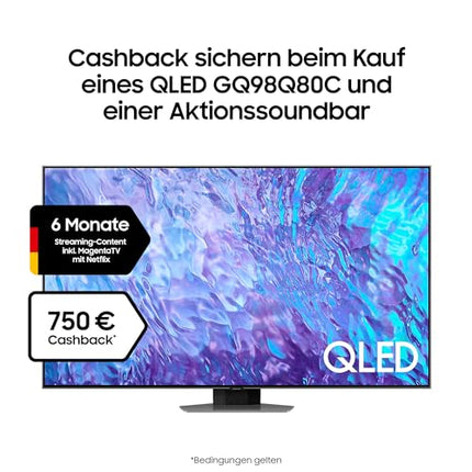 Samsung QLED 4K Q80C 98-tolline teler, Direct Full Array, tehisintellektiga Neural Quantum Processor 4K, Real Depth Enhancer, nutiteler, tehisintellektiga teler, GQ98Q80CATXZG, Saksa mudel [2023]