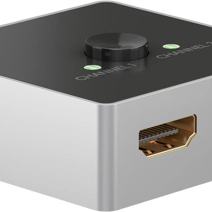 goobay 58486 HDMI-lüliti 2 sisendit, 1 väljundit / 4K sagedusel 60Hz (2160p) HDMI-jaotur/HDMI 2.0-lüliti PS4, PS5, sülearvutite või monitoride jaoks, hõbedane/must