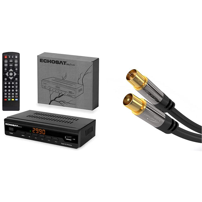 HD-line kaabelvastuvõtja kaabelvastuvõtja digitaalse kaabeltelevisiooni vastuvõtja 2990 Combo DVB-C + HDMI kaabel ja KabelDirekt antennikaabel - 2m - (varjestatud, 75 oomi, koaksiaalpistik &gt; koaksiaalühendus)